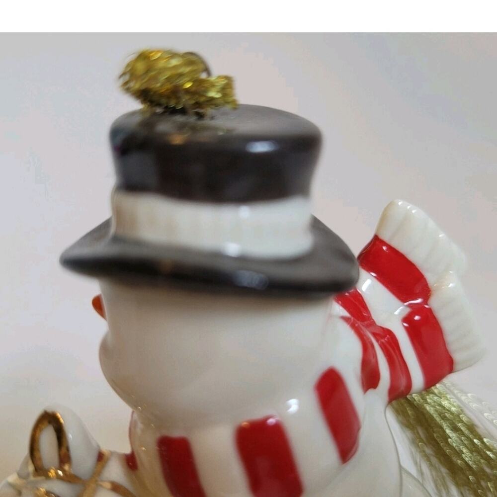 Lenox Christmas Ornament Snowman on Skis Present Porcelain - Picture 7 of 11